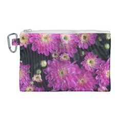 Pink Mums Garden Canvas Cosmetic Bag (large) by bloomingvinedesign