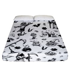 Halloween Pattern Fitted Sheet (king Size) by Valentinaart