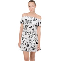 Halloween Pattern Off Shoulder Chiffon Dress