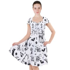 Halloween Pattern Cap Sleeve Midi Dress