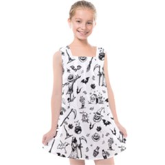 Halloween Pattern Kids  Cross Back Dress