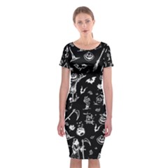 Halloween Pattern Classic Short Sleeve Midi Dress by Valentinaart