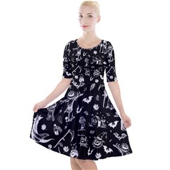 Halloween Pattern Quarter Sleeve A-line Dress