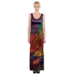 Abstract Fall Swirls Maxi Thigh Split Dress by bloomingvinedesign