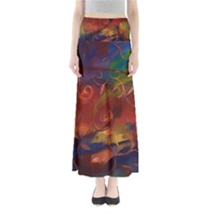 Abstract Fall Swirls Full Length Maxi Skirt by bloomingvinedesign