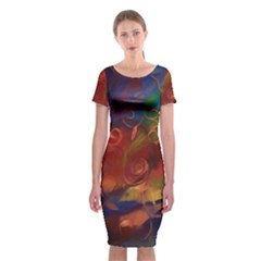 Abstract Fall Swirls Classic Short Sleeve Midi Dress by bloomingvinedesign