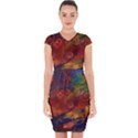 Abstract Fall Swirls Capsleeve Drawstring Dress  View1