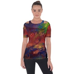 Abstract Fall Swirls Shoulder Cut Out Short Sleeve Top by bloomingvinedesign