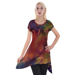 Abstract Fall Swirls Short Sleeve Side Drop Tunic by bloomingvinedesign