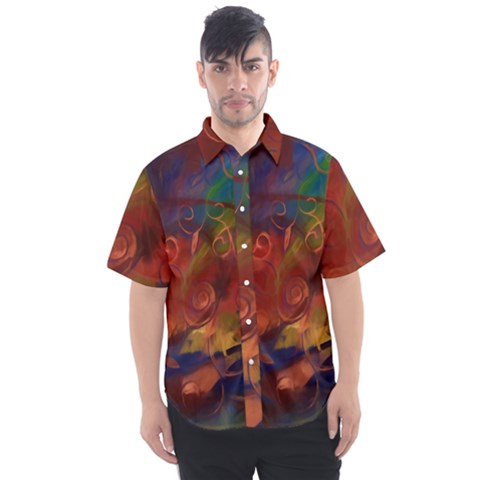 Abstract Fall Swirls Men s Short Sleeve Shirt by bloomingvinedesign