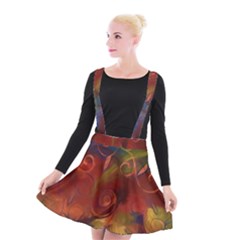 Abstract Fall Swirls Suspender Skater Skirt by bloomingvinedesign