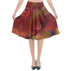 Abstract Fall Swirls Flared Midi Skirt by bloomingvinedesign