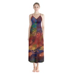 Abstract Fall Swirls Button Up Chiffon Maxi Dress by bloomingvinedesign