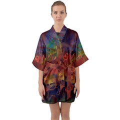 Abstract Fall Swirls Quarter Sleeve Kimono Robe by bloomingvinedesign