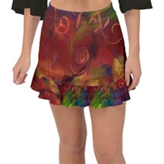 Abstract Fall Swirls Fishtail Mini Chiffon Skirt by bloomingvinedesign