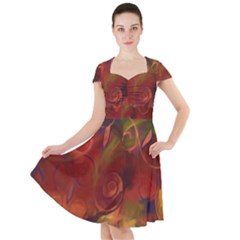 Abstract Fall Swirls Cap Sleeve Midi Dress by bloomingvinedesign