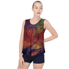 Abstract Fall Swirls Bubble Hem Chiffon Tank Top