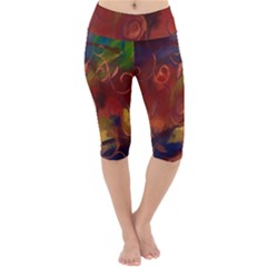 Abstract Fall Swirls Lightweight Velour Cropped Yoga Leggings