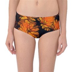 Yellow Flower Abstract Mid-waist Bikini Bottoms by bloomingvinedesign