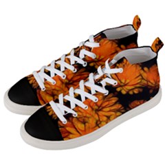 Yellow Flower Abstract Men s Mid-top Canvas Sneakers by bloomingvinedesign