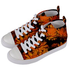 Yellow Flower Abstract Women s Mid-top Canvas Sneakers by bloomingvinedesign