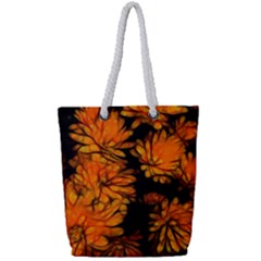 Yellow Flower Abstract Full Print Rope Handle Tote (small) by bloomingvinedesign