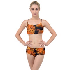 Yellow Flower Abstract Layered Top Bikini Set by bloomingvinedesign