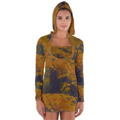 Yellow Fall Leaves And Branches Long Sleeve Hooded T-shirt