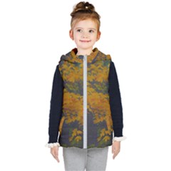 Yellow Fall Leaves And Branches Kid s Hooded Puffer Vest by bloomingvinedesign