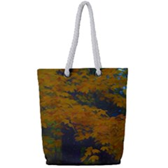 Yellow Fall Leaves And Branches Full Print Rope Handle Tote (small) by bloomingvinedesign