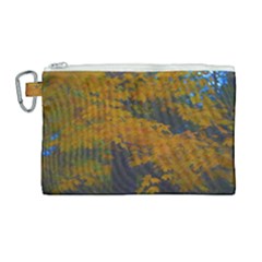 Yellow Fall Leaves And Branches Canvas Cosmetic Bag (large) by bloomingvinedesign