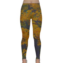 Yellow Fall Leaves And Branches Lightweight Velour Classic Yoga Leggings