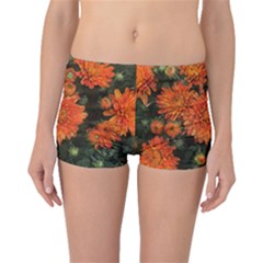 Orange Fall Mums Boyleg Bikini Bottoms by bloomingvinedesign