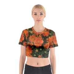 Orange Fall Mums Cotton Crop Top by bloomingvinedesign