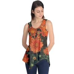 Orange Fall Mums Sleeveless Tunic by bloomingvinedesign