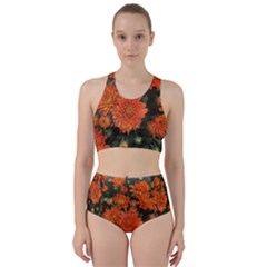 Orange Fall Mums Racer Back Bikini Set by bloomingvinedesign