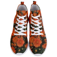 Orange Fall Mums Men s Lightweight High Top Sneakers by bloomingvinedesign