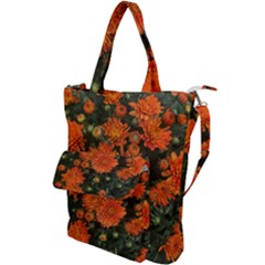 Orange Fall Mums Shoulder Tote Bag