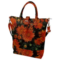 Orange Fall Mums Buckle Top Tote Bag by bloomingvinedesign