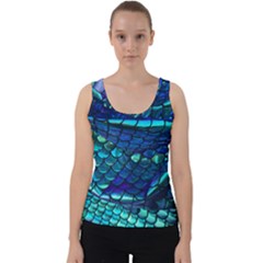 Mermaid Print Velvet Tank Top