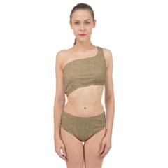 Burlap Coffee Sack Grunge Knit Look Spliced Up Two Piece Swimsuit by dressshop