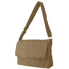 Burlap Coffee Sack Grunge Knit Look Full Print Messenger Bag by dressshop