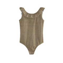 Burlap Coffee Sack Grunge Knit Look Kids  Frill Swimsuit