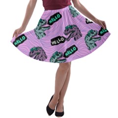 Dino Banner A-line Skater Skirt by FoodLeggings