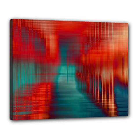 Green Red Lines Canvas 20  X 16  (stretched) by kunstklamotte023