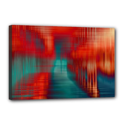 Green Red Lines Canvas 18  X 12  (stretched) by kunstklamotte023