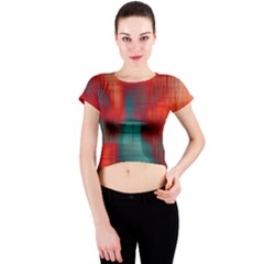 Green Red Lines Crew Neck Crop Top by kunstklamotte023