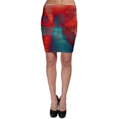 Green Red Lines Bodycon Skirt by kunstklamotte023