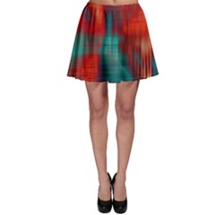 Green Red Lines Skater Skirt by kunstklamotte023