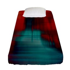 Green Red Lines Fitted Sheet (single Size) by kunstklamotte023